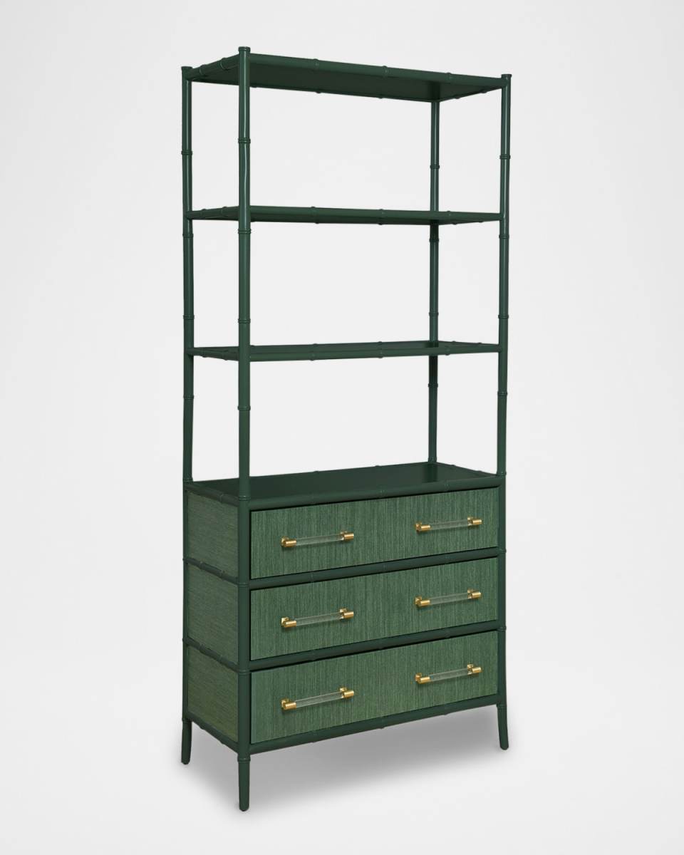 Flynn 3-Tier Etagere with 3 Drawers, Green